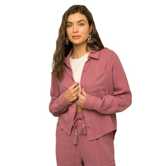 Gilli-2 PC 100% Cotton Boho Textured Pants Set - Picture 2 of 5